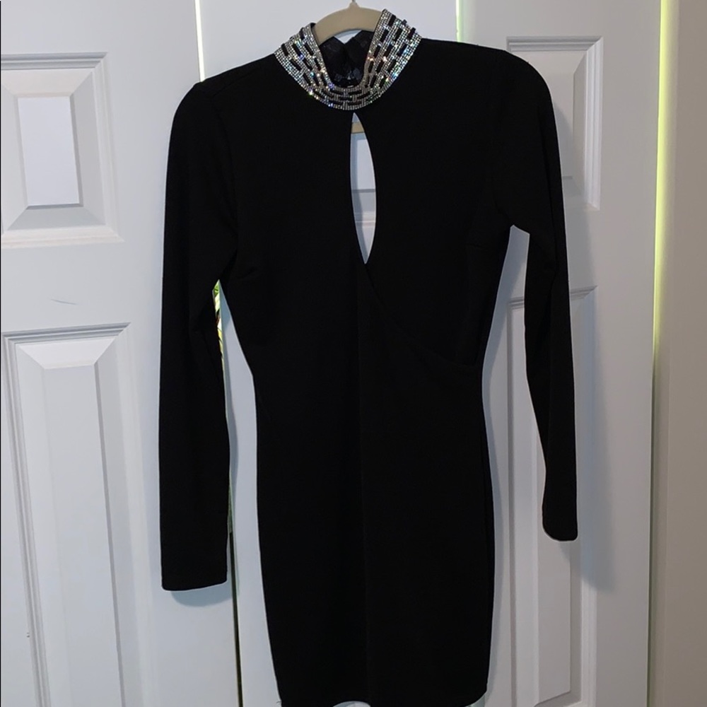 AKIRA bodycon festive black dress